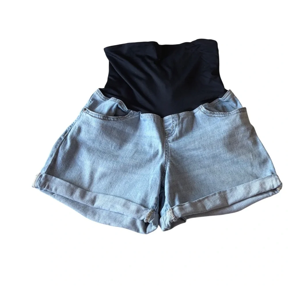 Isabel by Ingrid & Isabel Maternity Denim Midi Shorts Light Wash Size 6 - Picture 1 of 7